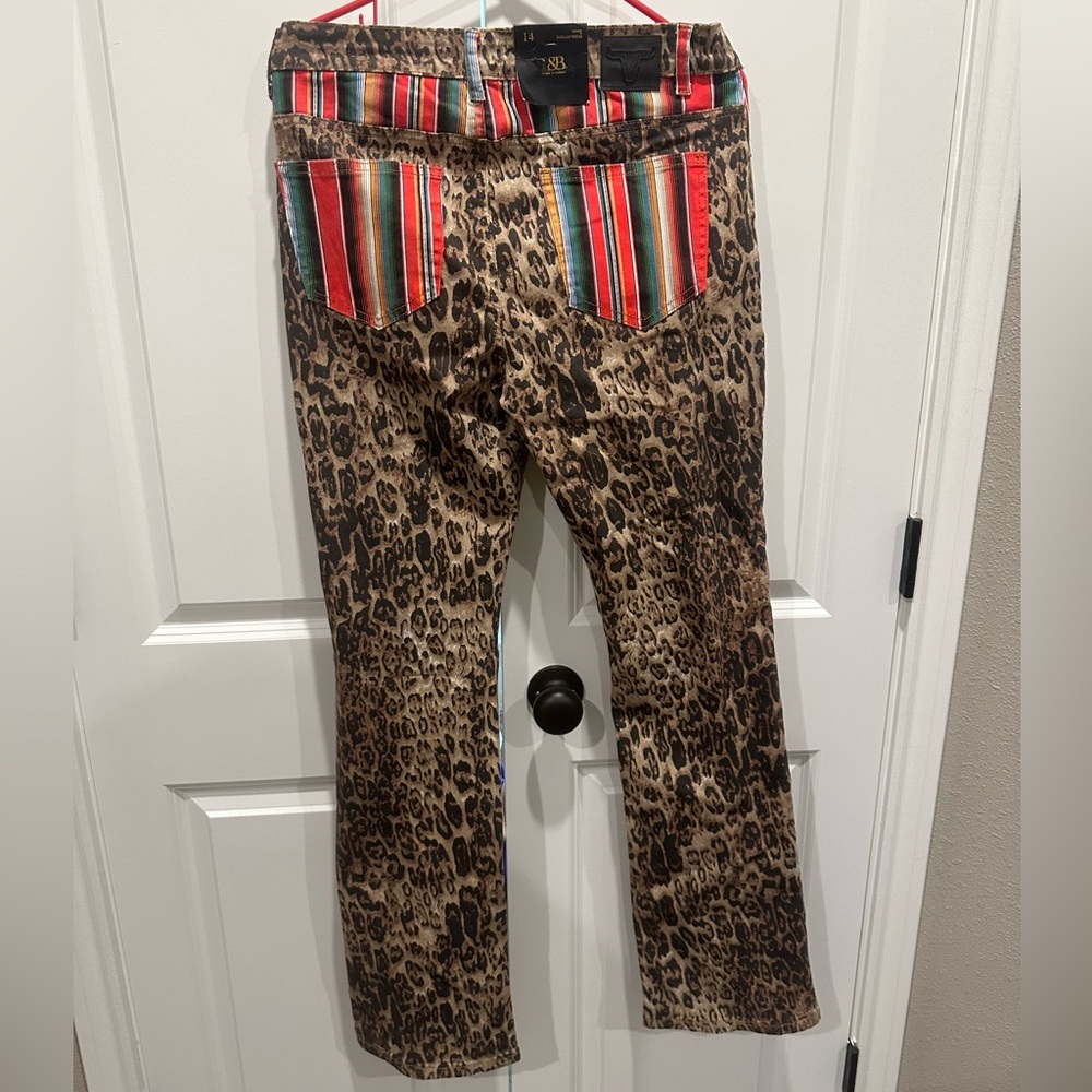 L&B leopard and serape slim bootcut jean